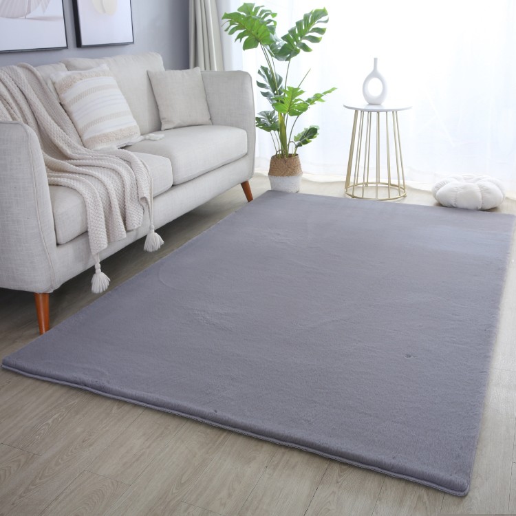 Tapis d’intérieur, couleur gris, matière coton, pour salon, usage quotidien, texture douce