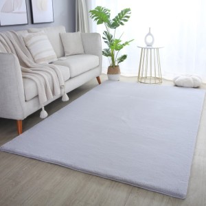 Tapis d’intérieur, couleur argent, matière coton, pour salon, antidérapant, texture douce, lavable