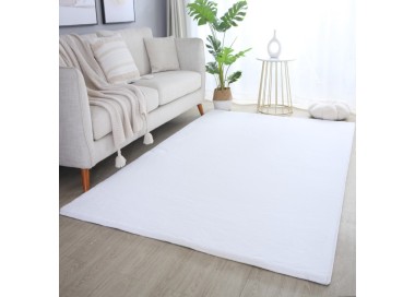 Tapis d’intérieur, couleur blanc, matière coton, pour salon, tissage plat, confortable, lavable