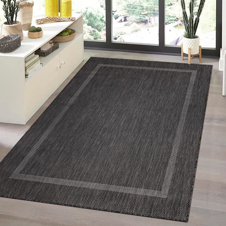 Tapis extérieur, couleur noir, matière polypropylène, pour cuisine, balcon, résistant aux UV