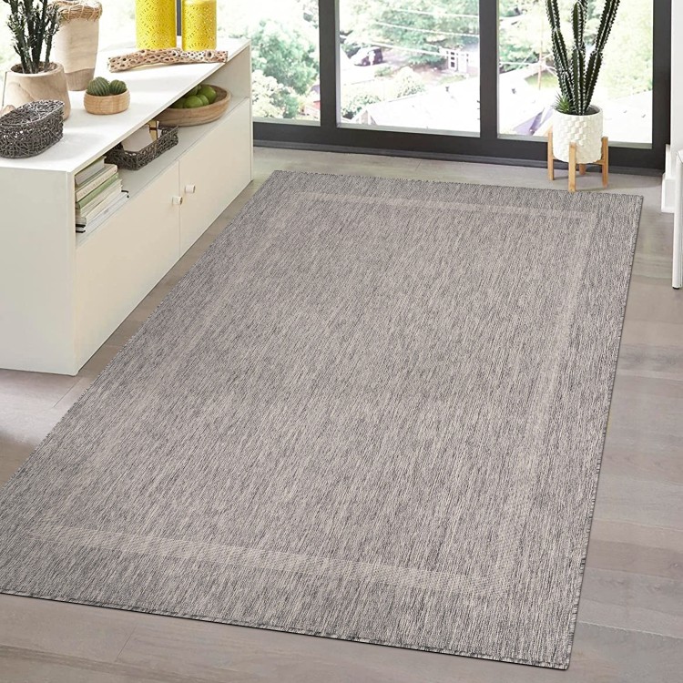Tapis intérieur & extérieur, couleur gris, matière polypropylène, pour cuisine, balcon, résistant
