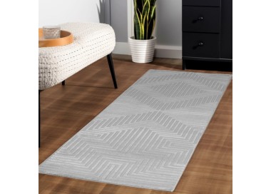Tapis d’intérieur, motif rayures, couleur argent, pour salon, design moderne, antidérapant