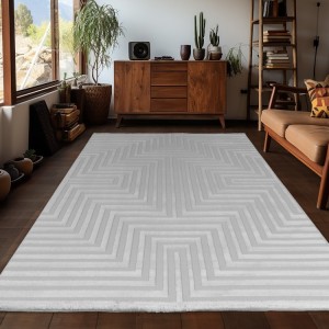 Binnenkleed met strepen, zilverkleurig, voor de woonkamer, modern design, antislip