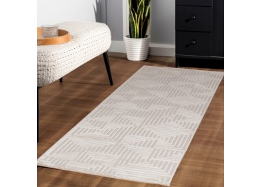 Binnenkleed, geometrisch patroon, beige kleur, voor de woonkamer, platgeweven, bohemian stijl