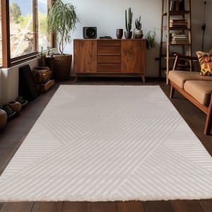 Binnenkleed met zigzagpatroon, beige kleur, voor de woonkamer, modern design, comfortabel, wasbaar.