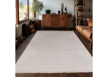 Binnenkleed met zigzagpatroon, beige kleur, voor de woonkamer, modern design, comfortabel, wasbaar.
