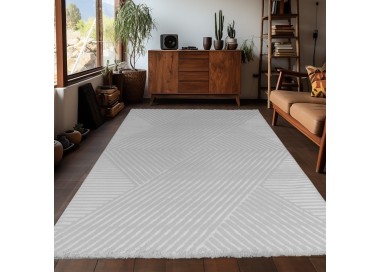 Binnenkleed met zigzagpatroon, zilverkleurig, voor de woonkamer, antislip, platgeweven, comfortabel