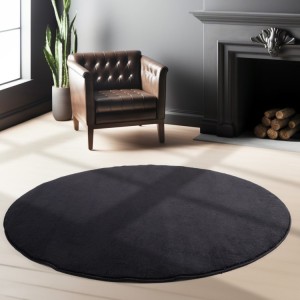Tapis d’intérieur, couleur noir, pour salon, résistant et durable, tissage plat, look naturel