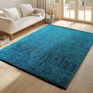 Binnenkleed, gemarmerd patroon, blauwe kleur, katoenchenille, modern design, wasbaar