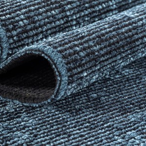 Tapis d’intérieur, motif marbré, couleur bleu, matière chenille de coton, design moderne, lavable