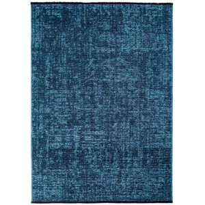 Tapis d’intérieur, motif marbré, couleur bleu, matière chenille de coton, design moderne, lavable