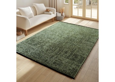 Tapis d’intérieur, motif marbré, couleur vert, matière chenille de coton, antidérapant, tissage plat