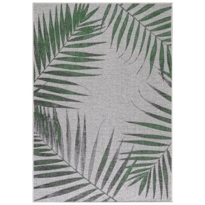 Buitenkleed met palmboommotief, groene kleur, gemaakt van polypropyleen, voor keuken en balkon.