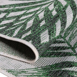 Tapis extérieur, motif palmier, couleur vert, matière polypropylène, pour cuisine et balcon