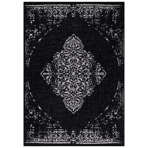 Tapis intérieur & extérieur, design vintage, couleur noir, matière polypropylène, pour cuisine
