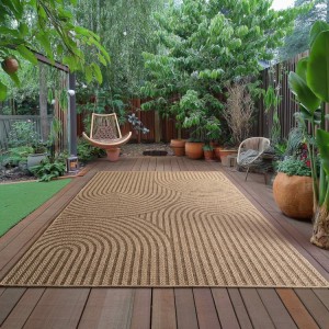 Buitenkleed, beige van kleur, gemaakt van jute, voor woonkamer en keuken, UV-bestendig, bohemian stijl