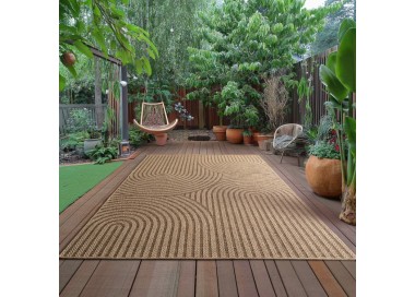 Tapis d’extérieur, couleur beige, matière jute, pour salon, cuisine, résistant aux UV, style bohème