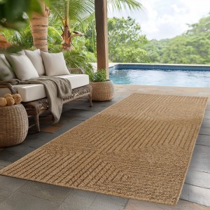 Tapis d’extérieur, matière jute, pour salon, cuisine, résistant aux UV, design moderne, antidérapant