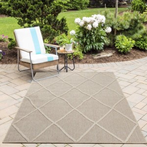Tapis d’extérieur, couleur beige, pour cuisine, balcon, résistant aux UV, design moderne, lavable