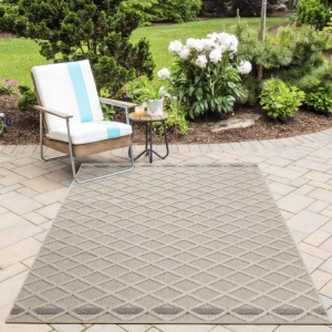 Tapis d’extérieur, motif diamant, couleur beige, pour cuisine, balcon, résistant aux UV, confortable