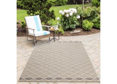 Buitenkleed met ruitpatroon, beige kleur, voor keuken en balkon, UV-bestendig, comfortabel