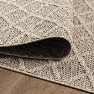 Tapis d’extérieur, motif diamant, couleur beige, pour cuisine, balcon, résistant aux UV, confortable