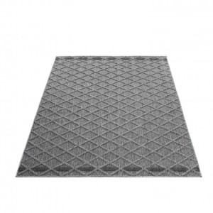 Tapis d’extérieur, motif diamant, couleur gris, pour cuisine, balcon, résistant aux UV, look naturel