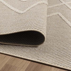 Buitenkleed met geometrisch patroon, beige kleur, voor keuken en balkon, UV-bestendig.