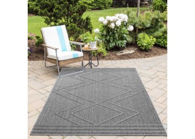 Tapis intérieur & extérieur, motif géométrique, couleur gris, pour cuisine, balcon, résistant aux UV