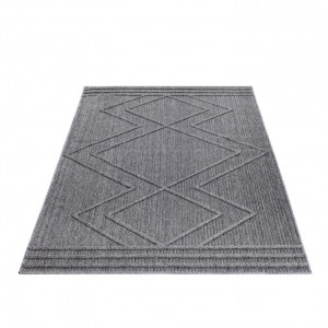 Tapis intérieur & extérieur, motif géométrique, couleur gris, pour cuisine, balcon, résistant aux UV