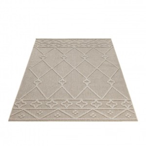 Tapis extérieur, motif géométrique, couleur beige, pour cuisine, balcon, résistant aux UV, lavable