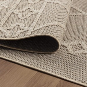 Tapis extérieur, motif géométrique, couleur beige, pour cuisine, balcon, résistant aux UV, lavable