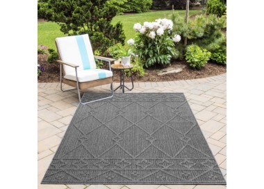 Tapis extérieur, motif géométrique, couleur gris, pour cuisine, balcon, résistant aux UV, lavable