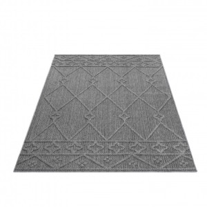 Tapis extérieur, motif géométrique, couleur gris, pour cuisine, balcon, résistant aux UV, lavable