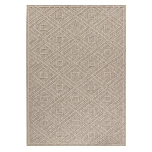 Indoor- und Outdoor-Teppich, geometrisches Muster, beige, für Küche, Balkon, widerstandsfähig gegen