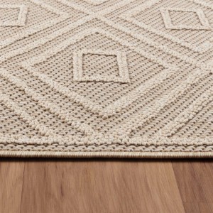 Indoor- und Outdoor-Teppich, geometrisches Muster, beige, für Küche, Balkon, widerstandsfähig gegen