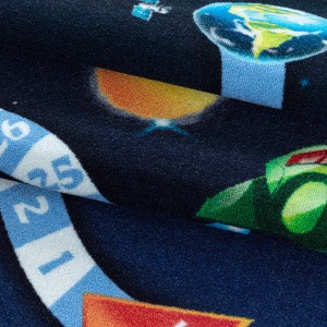Tapis de enfants à poils courts Motif de Espace Planète Rocket Bleu