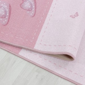 Tapis de enfants à poils courts Motif de princesse baguette magique Rose