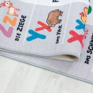 Kinderkleed met korte pool en patroon van letters, cijfers en seizoenen - Grijs
