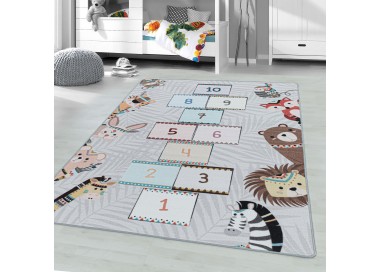 Tapis de enfants à poils courts Motif du jeu paradis et enfer Gris