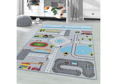 Kinderkleed met korte pool en verkeersmotief, grijs