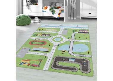 Tapis de enfants à poils courts Motif de Scène de la circulation Vert