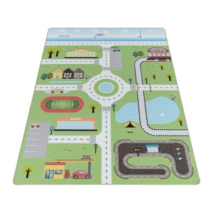 Tapis de enfants à poils courts Motif de Scène de la circulation Vert