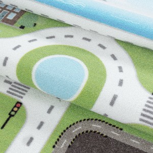Tapis de enfants à poils courts Motif de Scène de la circulation Vert