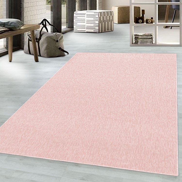 Tapis de salon à poil ras marbré brillant hauteur 4mm Rose