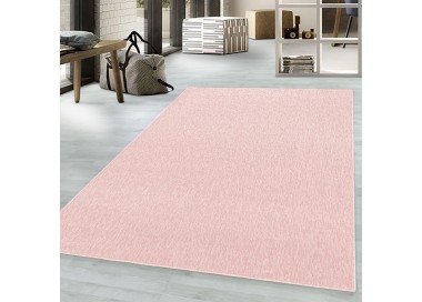 Roze, kortpolig, glanzend gemarmerd vloerkleed voor de woonkamer, 4 mm hoog.