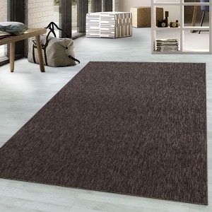 Tapis de salon à poil ras marbré brillant hauteur de 4mm Marron