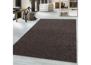 Tapis de salon à poil ras marbré brillant hauteur de 4mm Marron