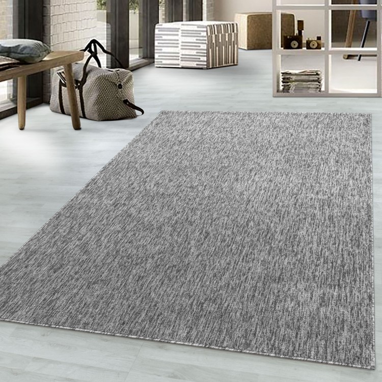 Woonkamerkleed met korte, glanzende gemarmerde pool, 4 mm hoog, lichtgrijs
