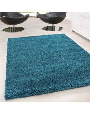 Tapis Shaggy pile longue couleur unique Hauteur de pile 5cm TURQUOISE